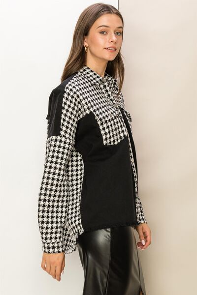 HYFVE Houndstooth Contrast Raw Hem Jacket - Mervyns