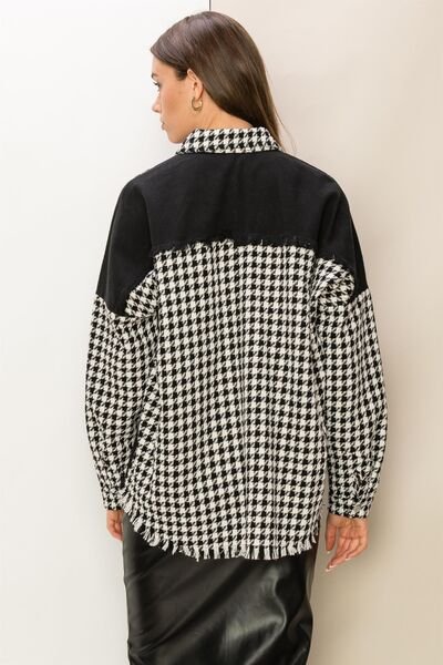 HYFVE Houndstooth Contrast Raw Hem Jacket - Mervyns