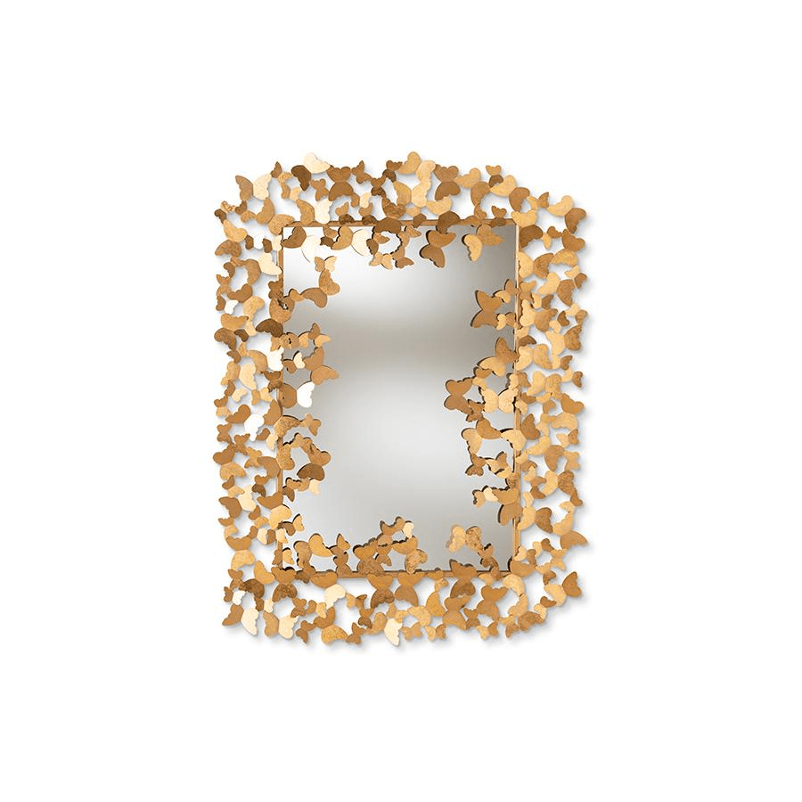 Idalia Modern and Contemporary Antique Gold Finished Butterfly Accent Wall Mirror - Mervyns