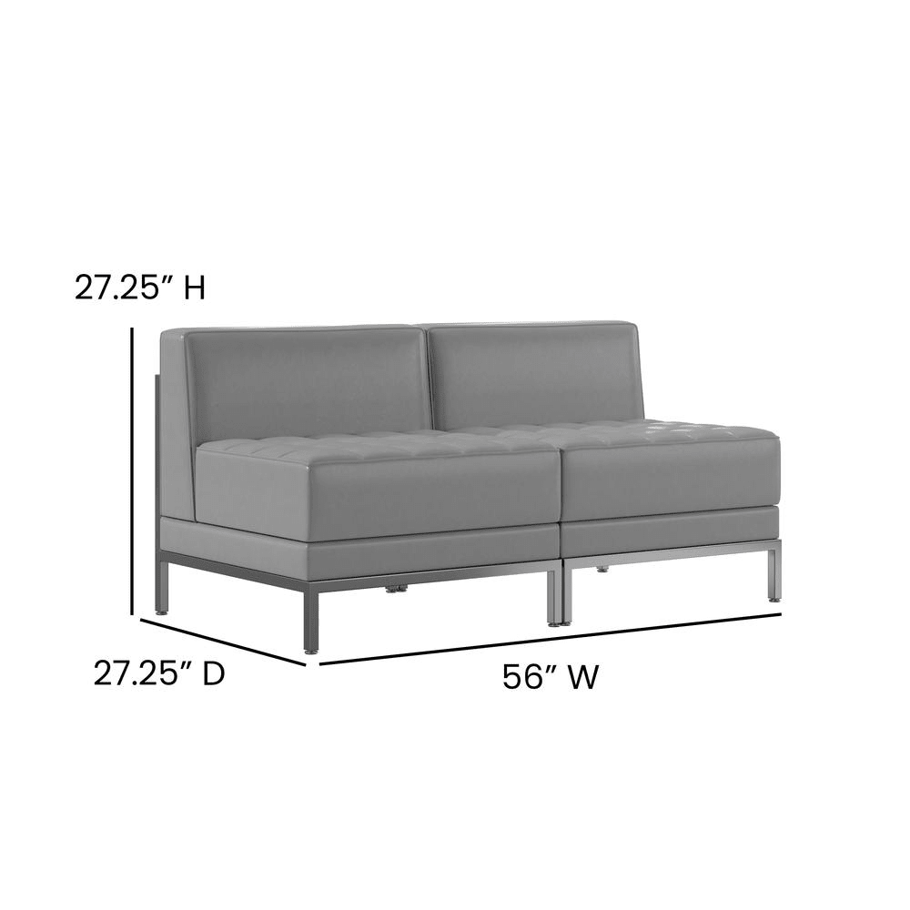 Imagination 2 Piece Gray LeatherSoft Waiting Room Lounge Set - Reception Bench - Mervyns