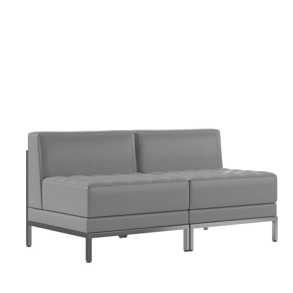Imagination 2 Piece Gray LeatherSoft Waiting Room Lounge Set - Reception Bench - Mervyns