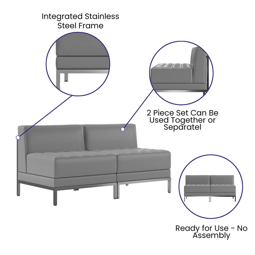 Imagination 2 Piece Gray LeatherSoft Waiting Room Lounge Set - Reception Bench - Mervyns