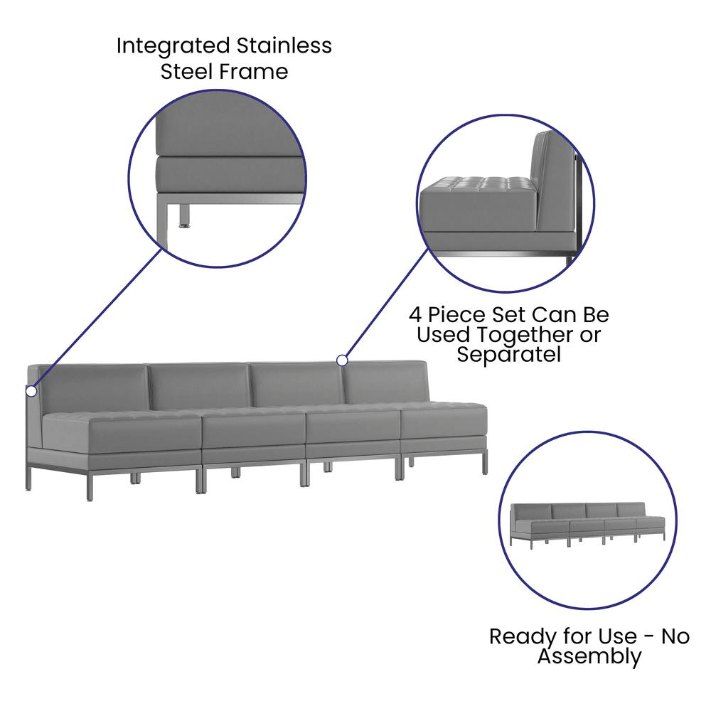 Imagination 4 Piece Gray LeatherSoft Waiting Room Lounge Set - Reception Bench - Mervyns