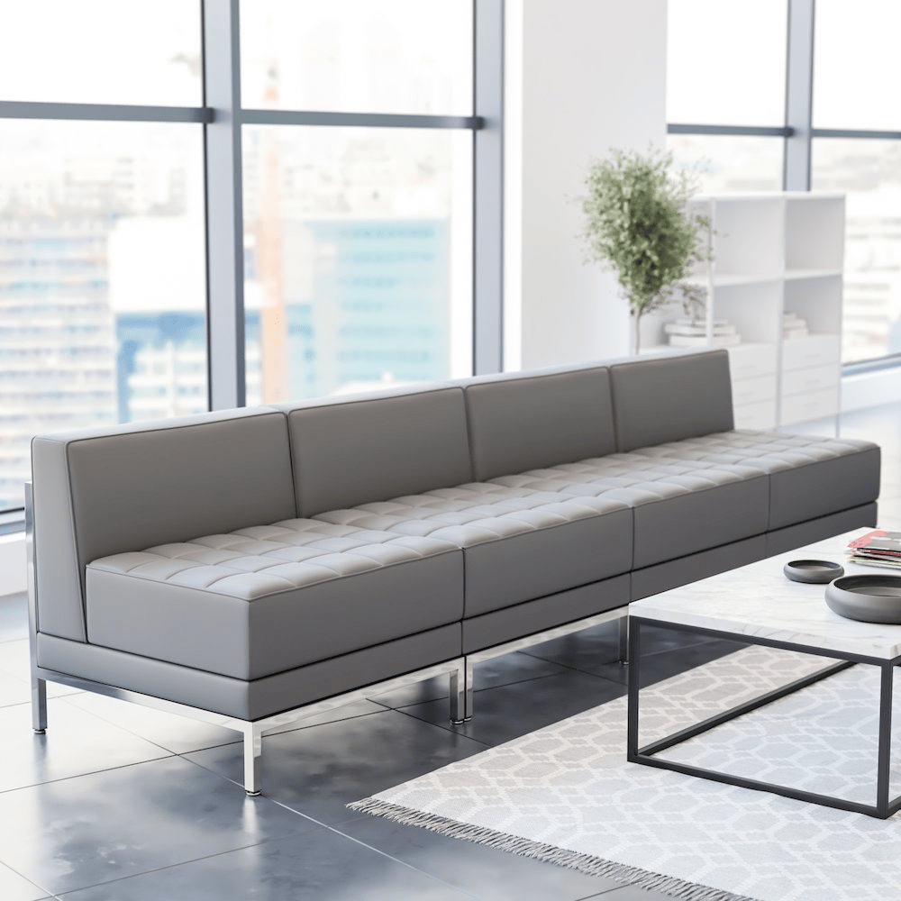 Imagination 4 Piece Gray LeatherSoft Waiting Room Lounge Set - Reception Bench - Mervyns