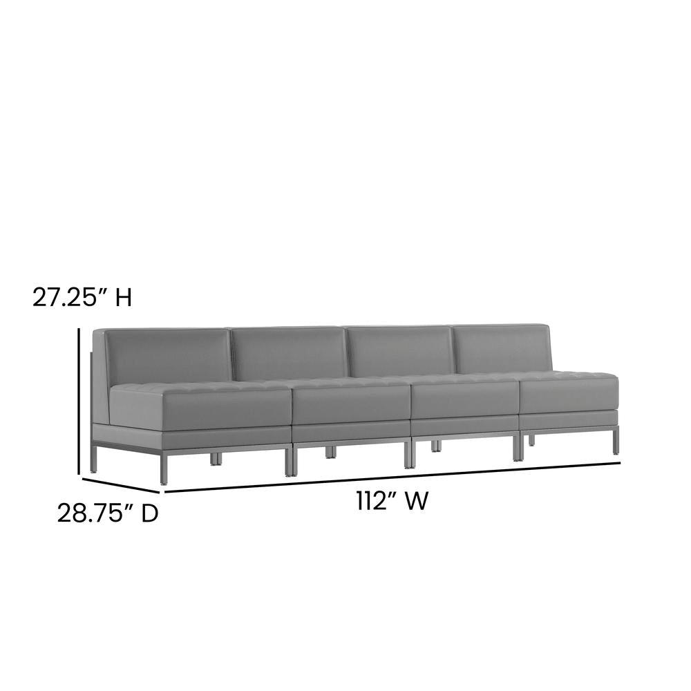 Imagination 4 Piece Gray LeatherSoft Waiting Room Lounge Set - Reception Bench - Mervyns