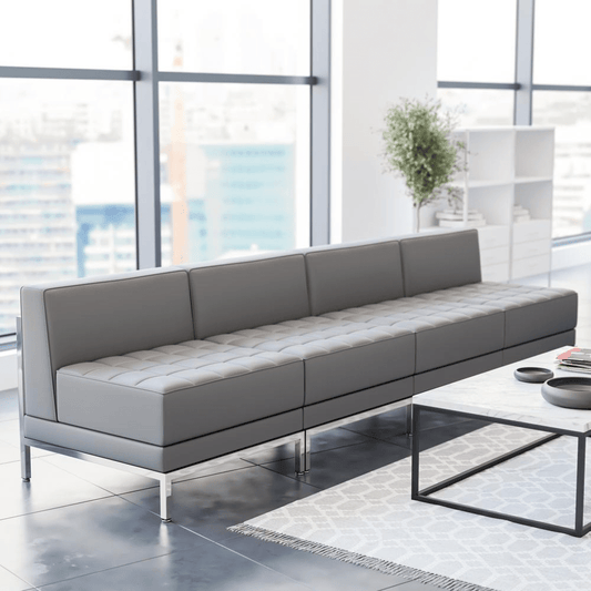 Imagination 4 Piece Gray LeatherSoft Waiting Room Lounge Set - Reception Bench - Mervyns