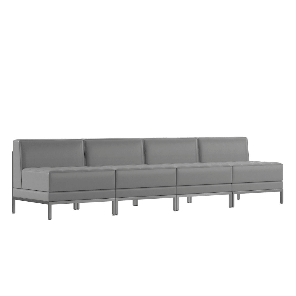 Imagination 4 Piece Gray LeatherSoft Waiting Room Lounge Set - Reception Bench - Mervyns