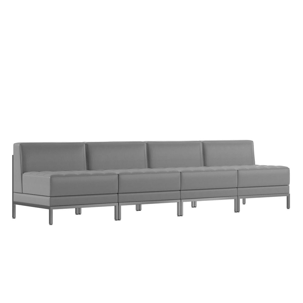 Imagination 4 Piece Gray LeatherSoft Waiting Room Lounge Set - Reception Bench - Mervyns