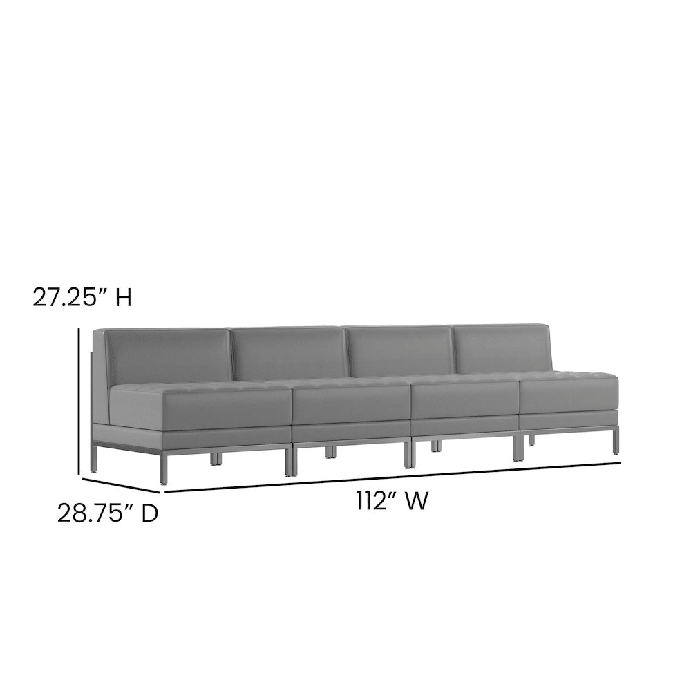 Imagination 4 Piece Gray LeatherSoft Waiting Room Lounge Set - Reception Bench - Mervyns
