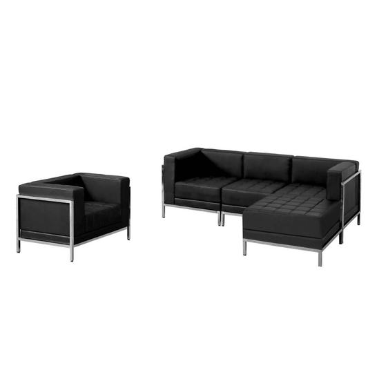 Imagination Black LeatherSoft Sectional & Chair, 5 Pieces - Mervyns