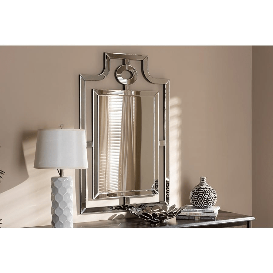 Iria Modern and Contemporary Silver Finished Pagoda Wall Accent Mirror - Mervyns