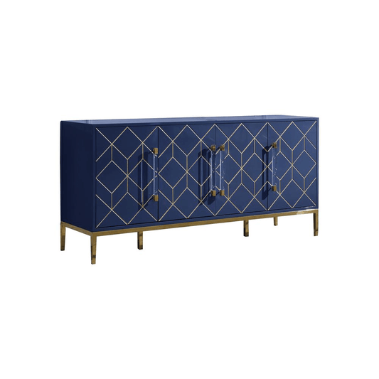 Iside 65" Lacquer with Gold Accents Sideboard, Navy Blue - Mervyns