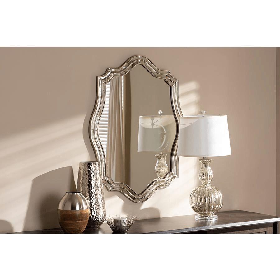 Isidora Art Deco Antique Silver Finished Accent Wall Mirror - Mervyns