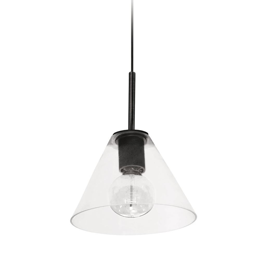 Isla 1LT Pendant, Matte Black w/ Clear Glass - Mervyns