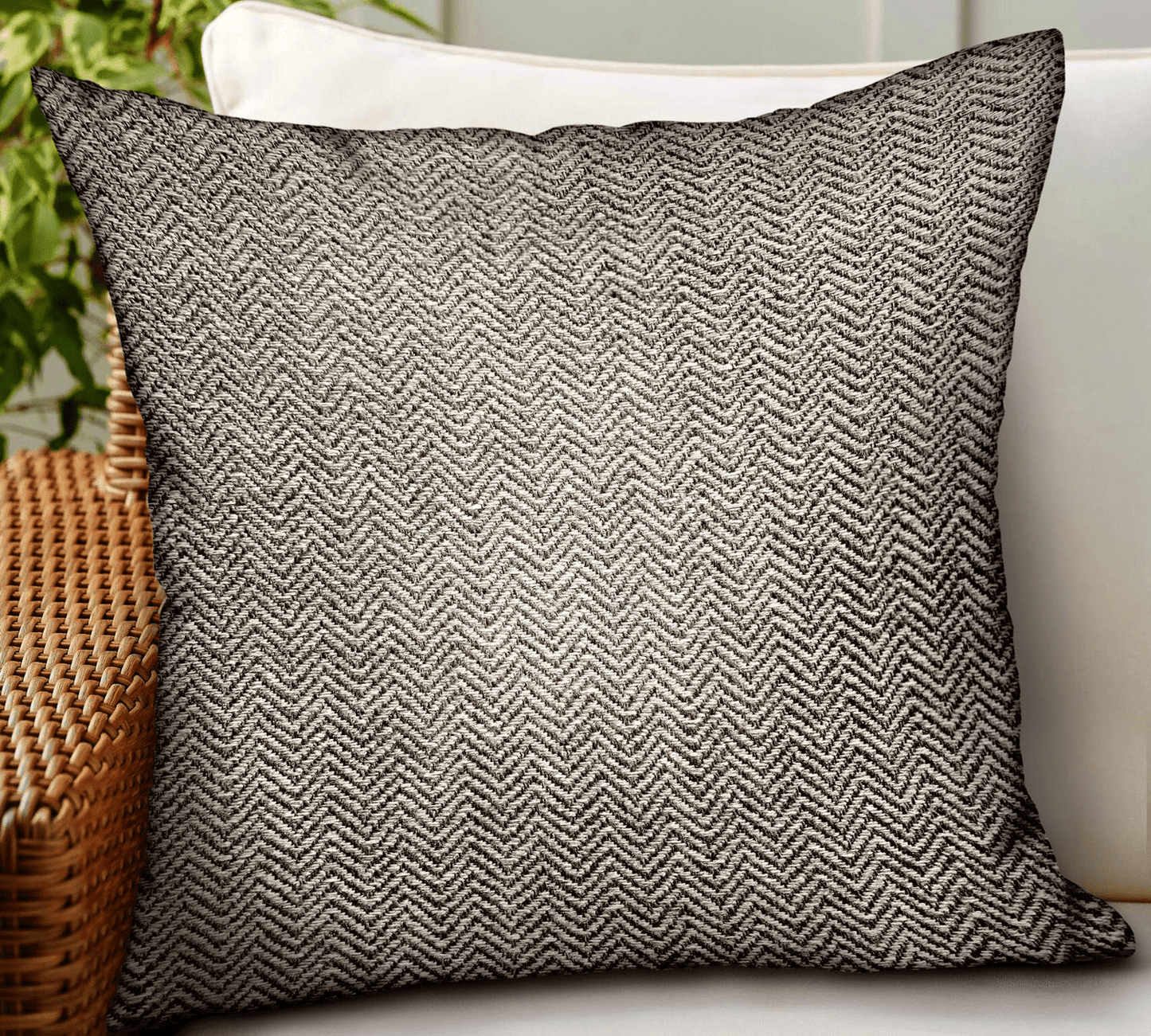 Jagged Ash Gray Chevron Luxury Outdoor/Indoor Throw Pillow - Mervyns