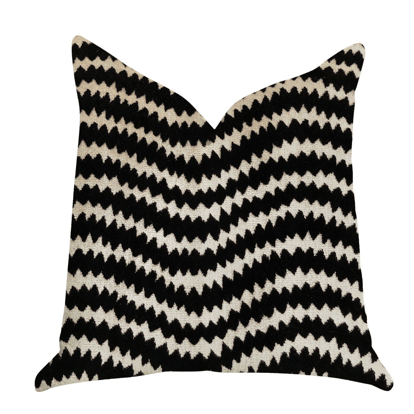 Jagged Fringe Luxury Throw Pillow in Black and Beige - Mervyns