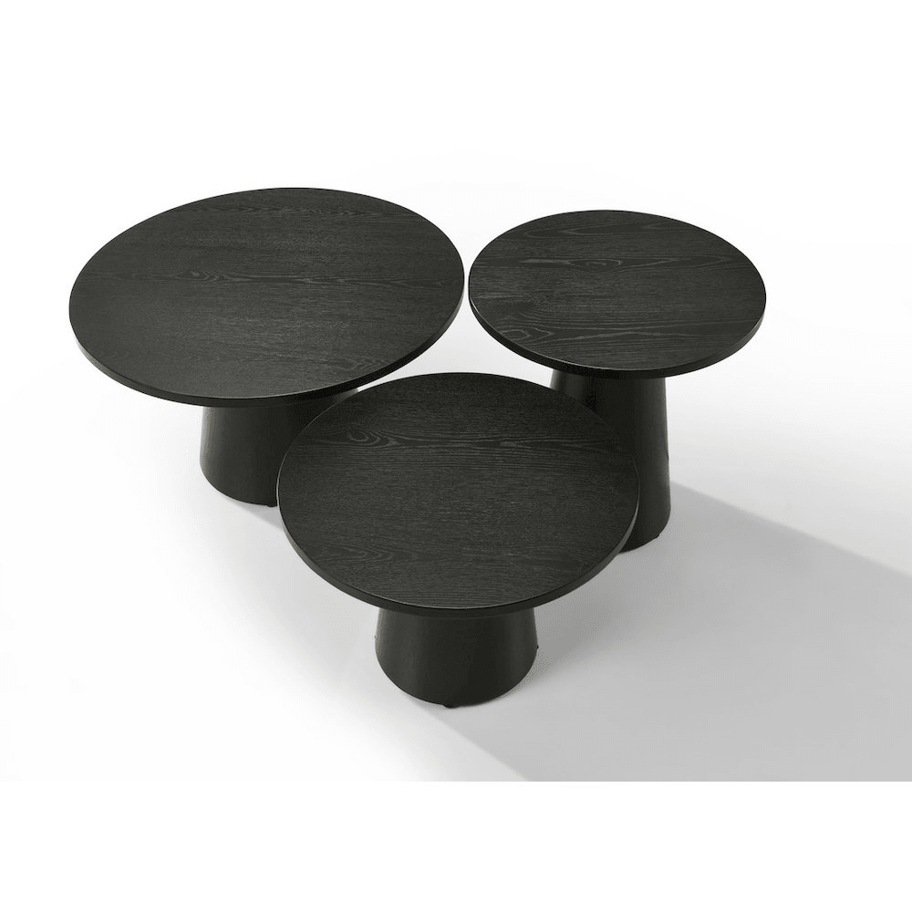 Jasper Ebony Black 3-Piece Coffee, End, & Console Table Set - Mervyns