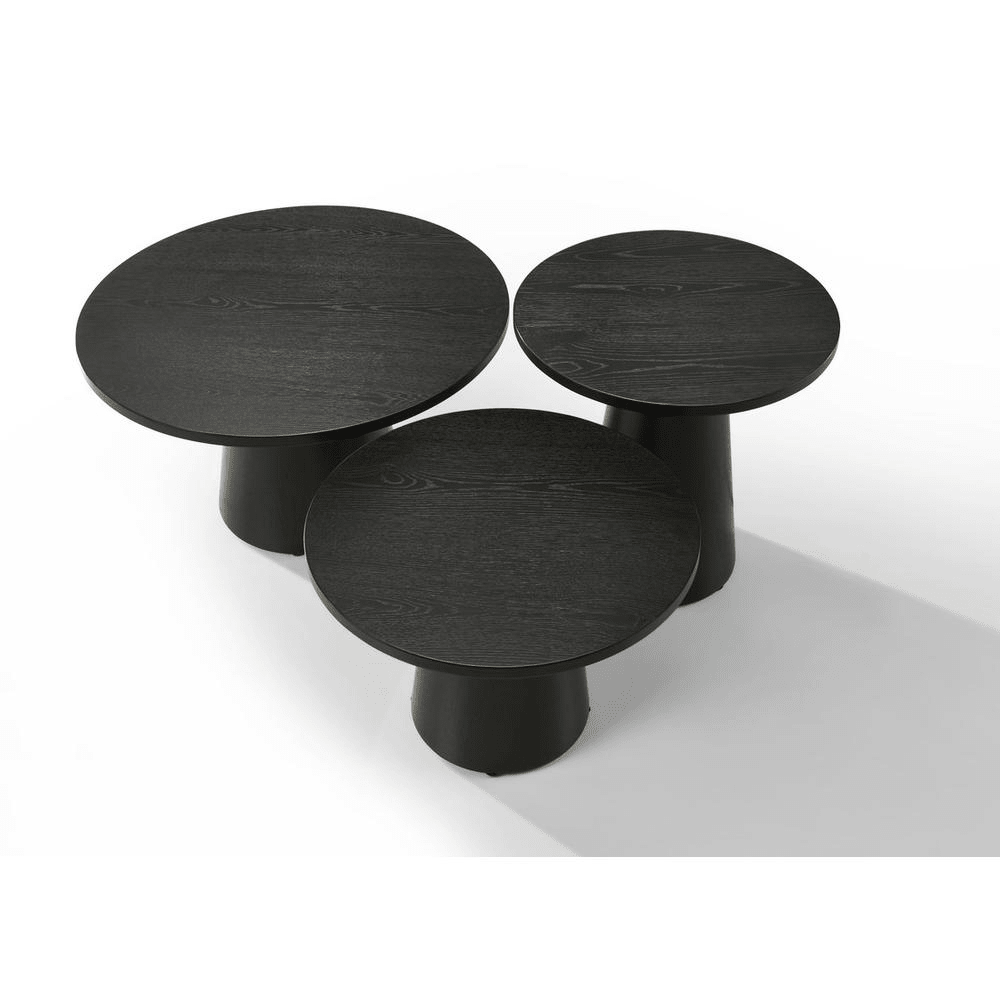 Jasper Ebony Black 3-Piece Coffee, End, & Console Table Set - Mervyns