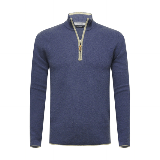 Jeans Grey Cashmere Zip Neck Sweater Verbier in pique stitch - Mervyns