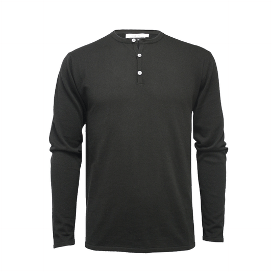 Jersey Henley Long Sleeves T Shirt - Black - Mervyns