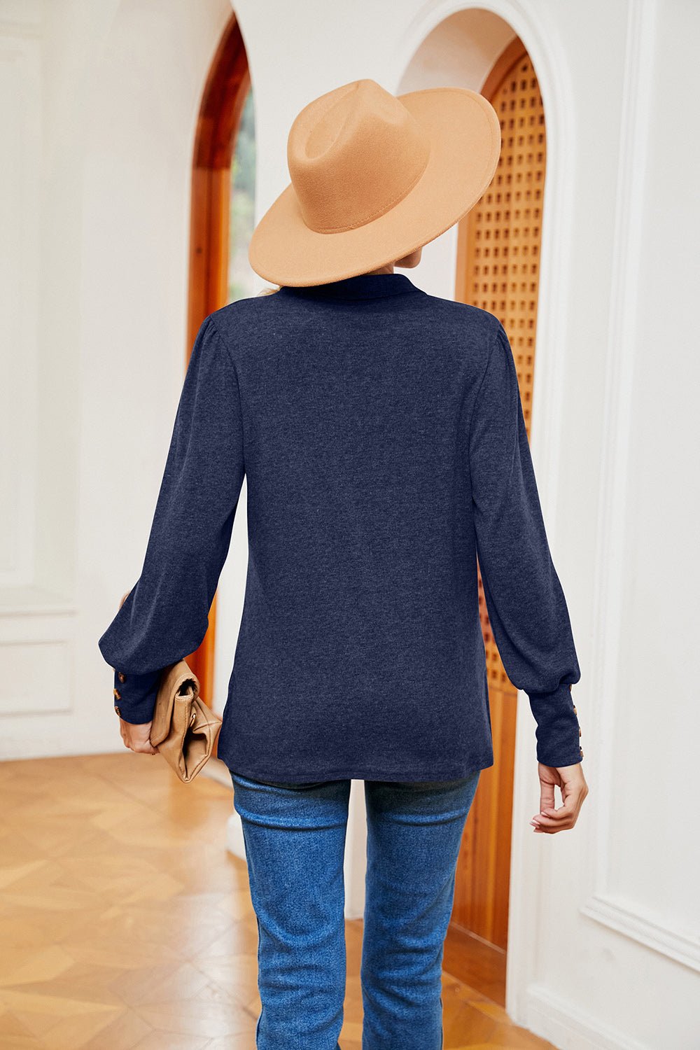 Johnny Collar Long Sleeve Top - Mervyns