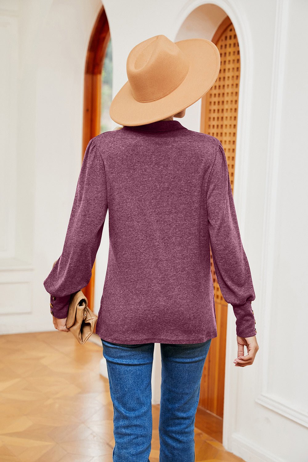 Johnny Collar Long Sleeve Top - Mervyns