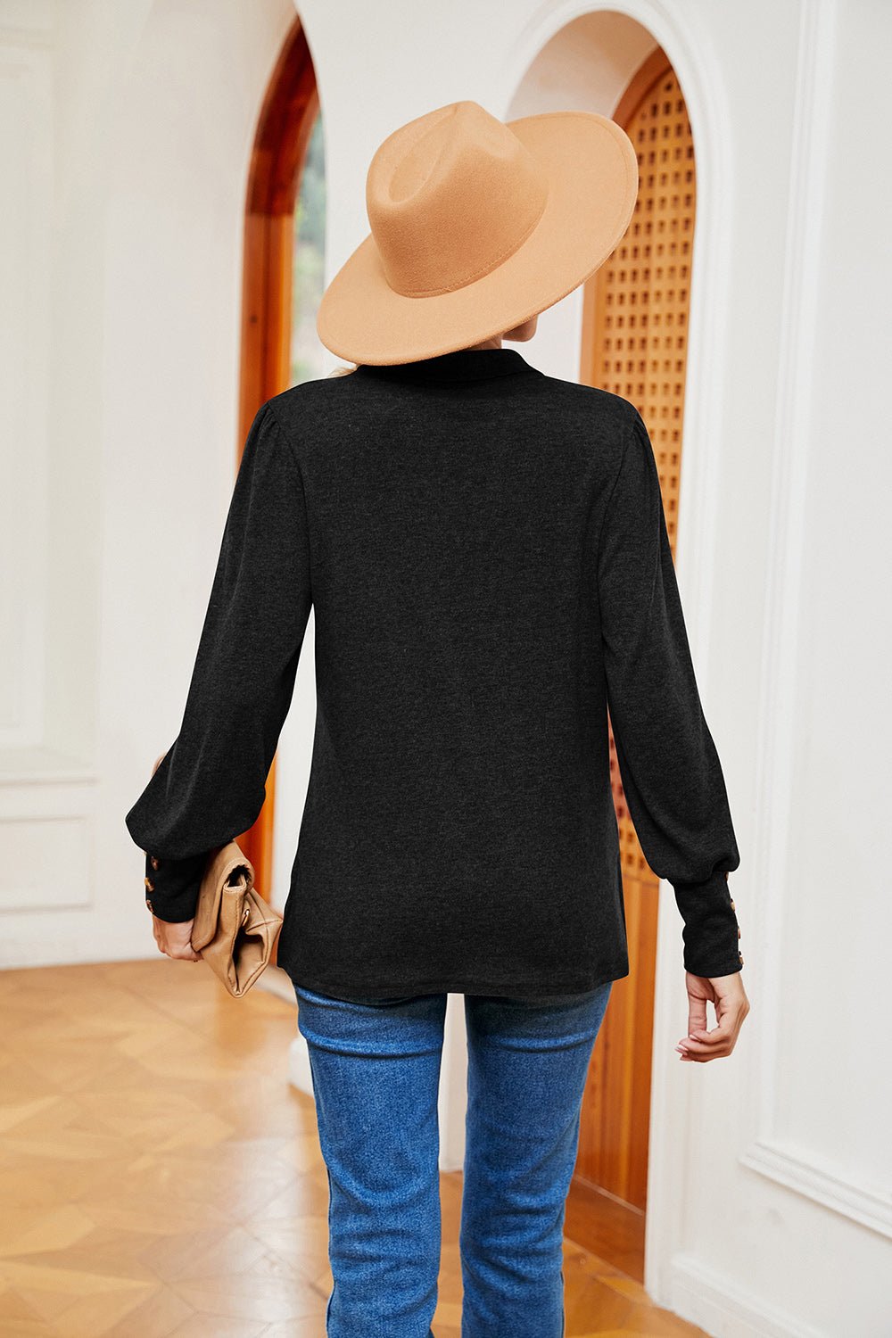 Johnny Collar Long Sleeve Top - Mervyns