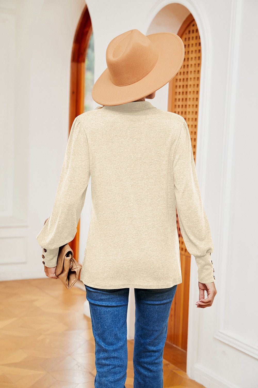 Johnny Collar Long Sleeve Top - Mervyns