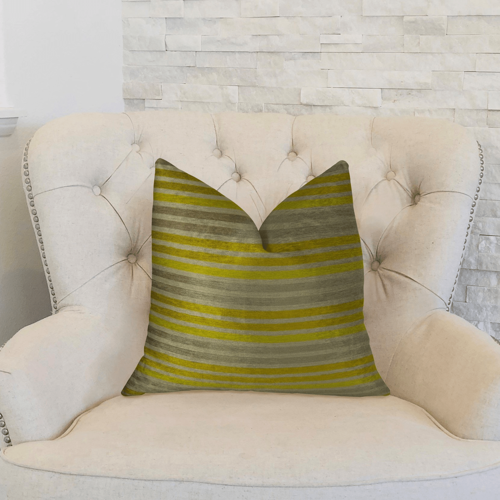 Kaleva Lime and Gray Handmade Luxury Pillow - Mervyns