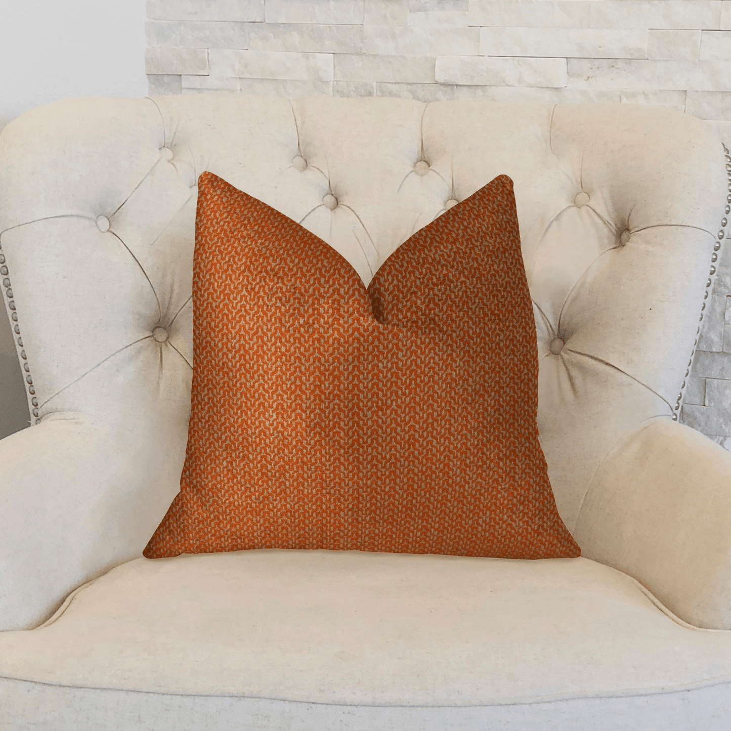 Kashmiri Oak Orange and Taupe Handmade Luxury Pillow - Mervyns