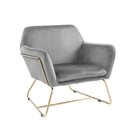 Keira Gray Velvet Accent Chair with Metal Base - Mervyns