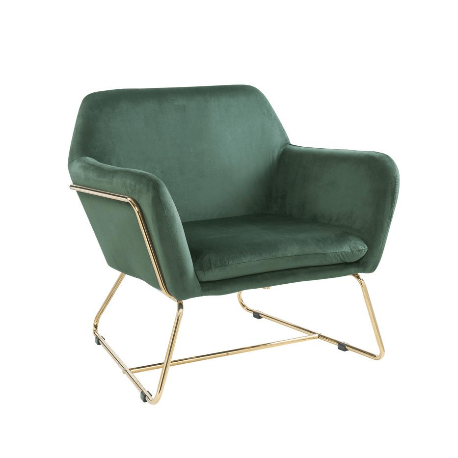 Keira Gray Velvet Accent Chair with Metal Base - Mervyns