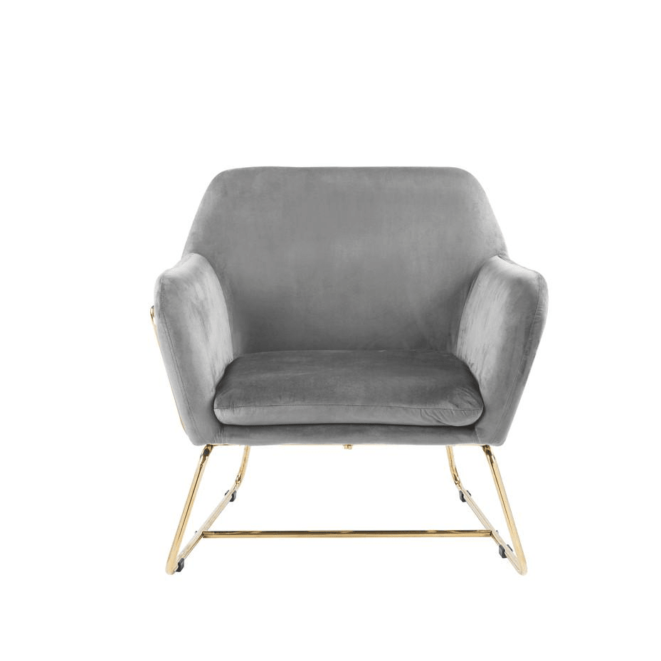 Keira Gray Velvet Accent Chair with Metal Base - Mervyns