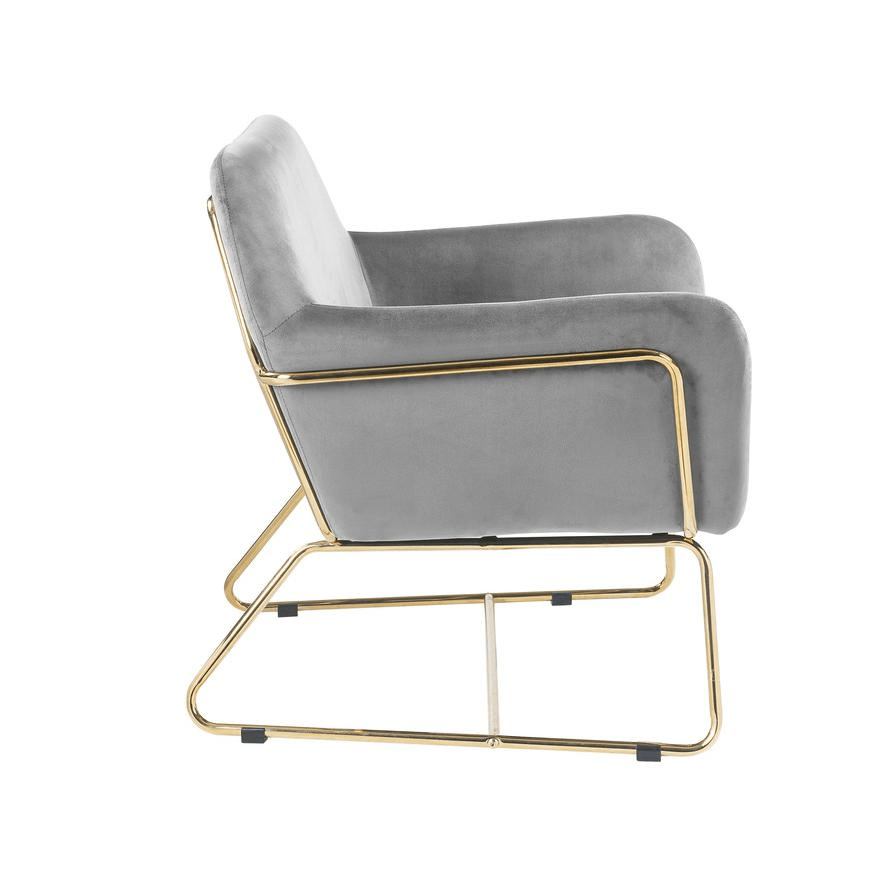 Keira Gray Velvet Accent Chair with Metal Base - Mervyns