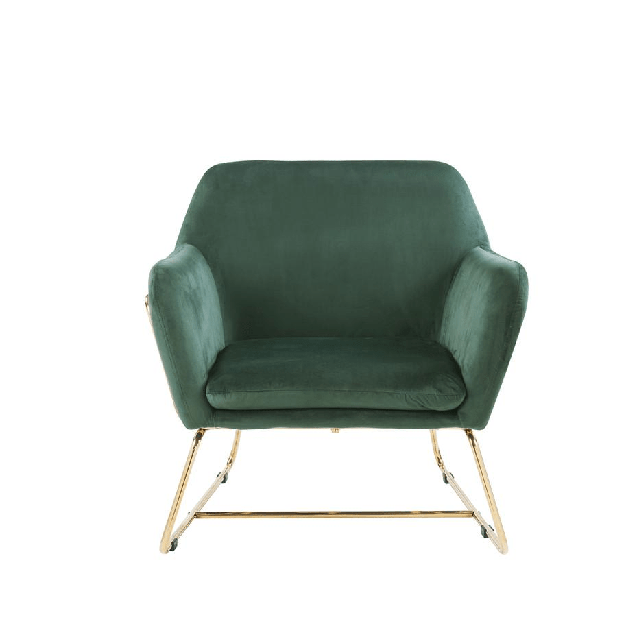 Keira Gray Velvet Accent Chair with Metal Base - Mervyns