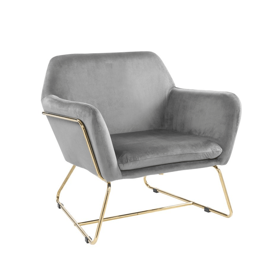 Keira Gray Velvet Accent Chair with Metal Base - Mervyns