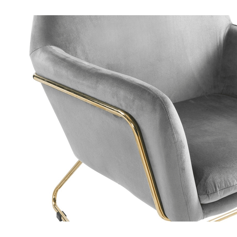 Keira Gray Velvet Accent Chair with Metal Base - Mervyns