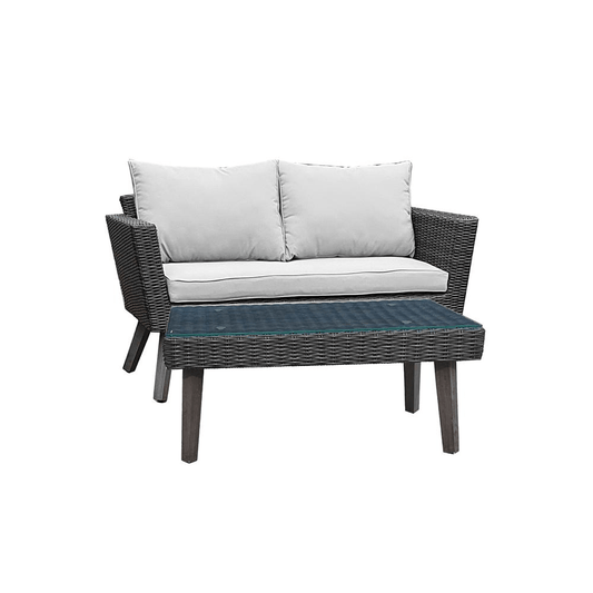 Kotka 2 Piece Wicker Outdoor Patio Sofa and Table Seating Set With Cushions - Mervyns