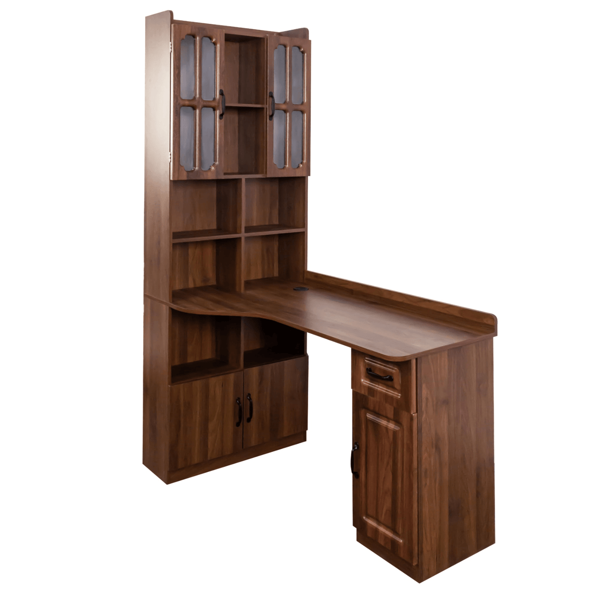 L-Shaped Corner Computer Desk for Home Office or Study desk, Study Modern Style Table with Drawers, Bookshelf & Hutch, 2-in-1 L-Shaped Design, Large Working Space - Mervyns