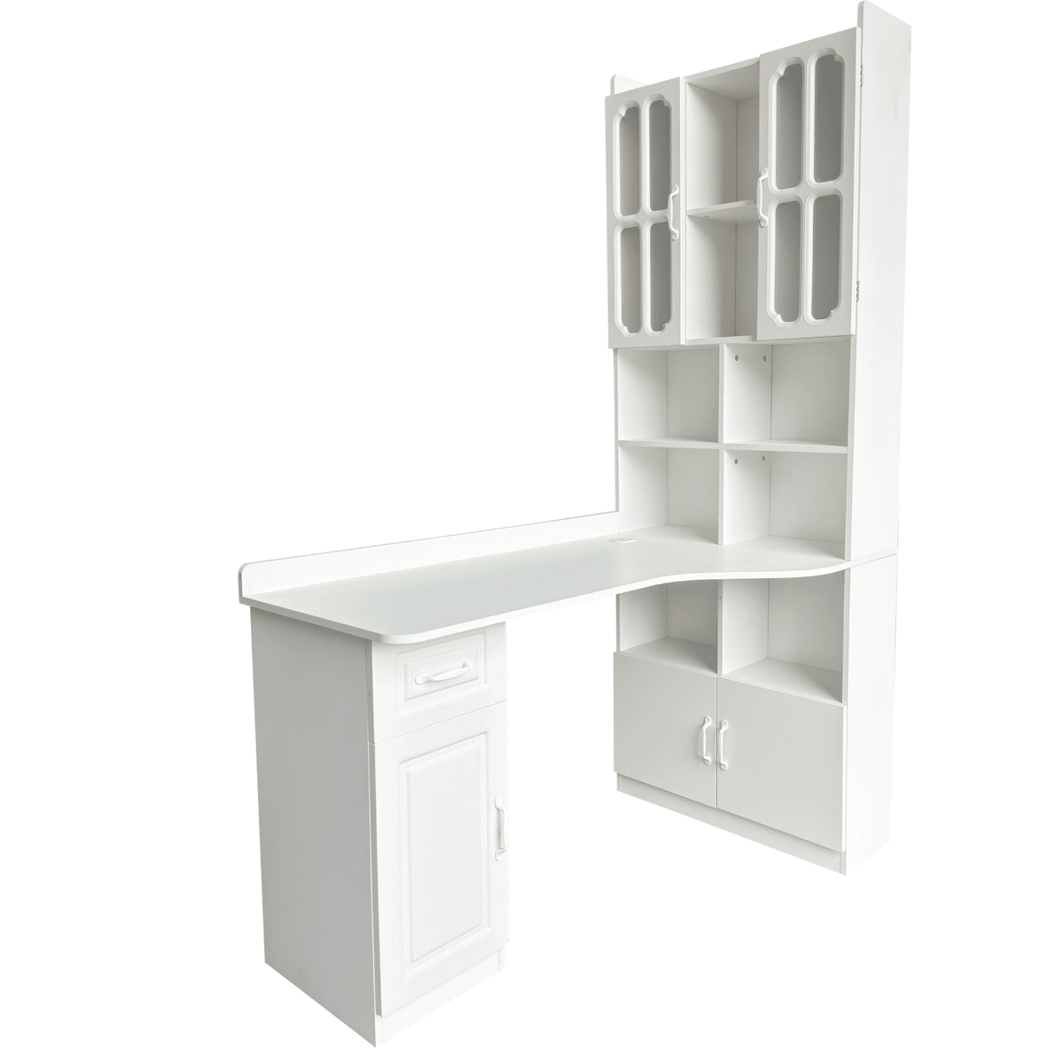 L-Shaped Corner Computer Desk for Home Office or Study desk, Study Modern Style Table with Drawers, Bookshelf & Hutch, 2-in-1 L-Shaped Design, Large Working Space,white - Mervyns