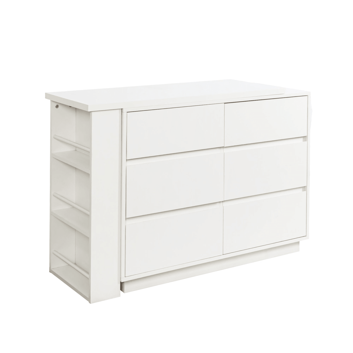 L-Shaped Desk and Vanity Combo with 6 Drawers, Extendable Tabletop, and Large Capacity Storage for Office and Bedroom Makeup - Mervyns
