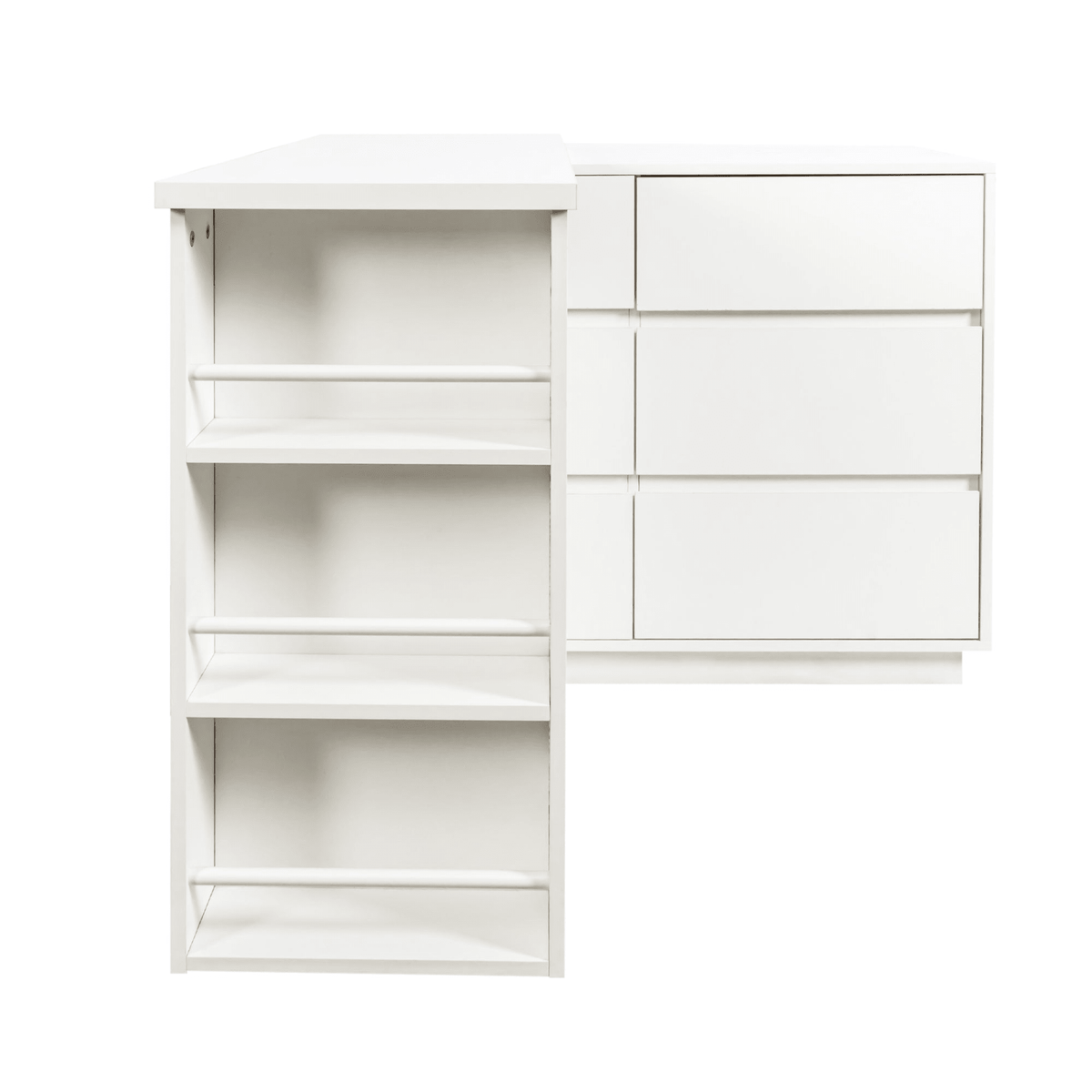 L-Shaped Desk and Vanity Combo with 6 Drawers, Extendable Tabletop, and Large Capacity Storage for Office and Bedroom Makeup - Mervyns
