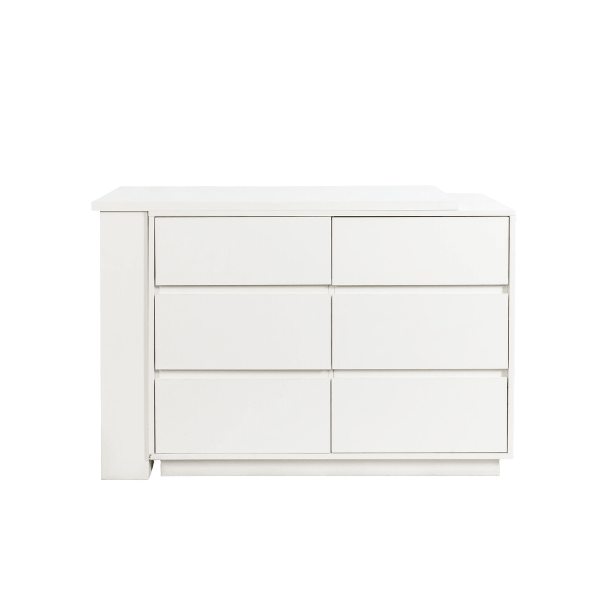 L-Shaped Desk and Vanity Combo with 6 Drawers, Extendable Tabletop, and Large Capacity Storage for Office and Bedroom Makeup - Mervyns