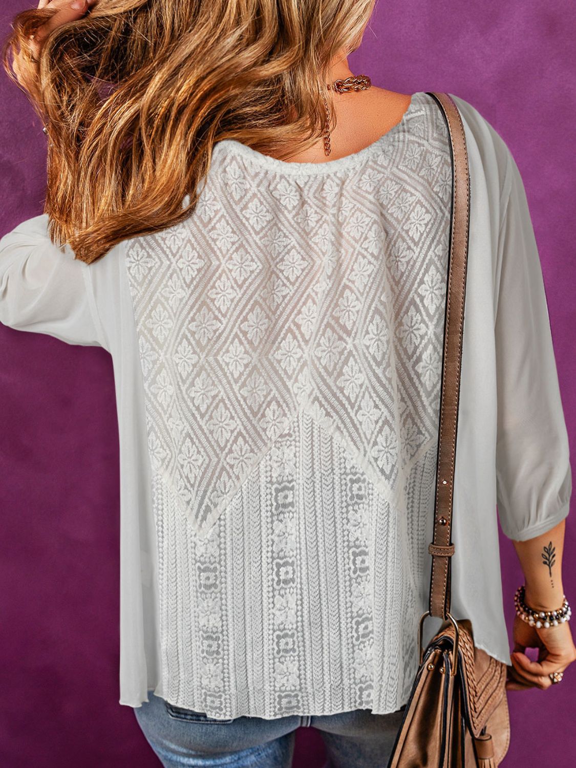 Lace Detail Round Neck Blouse - Mervyns