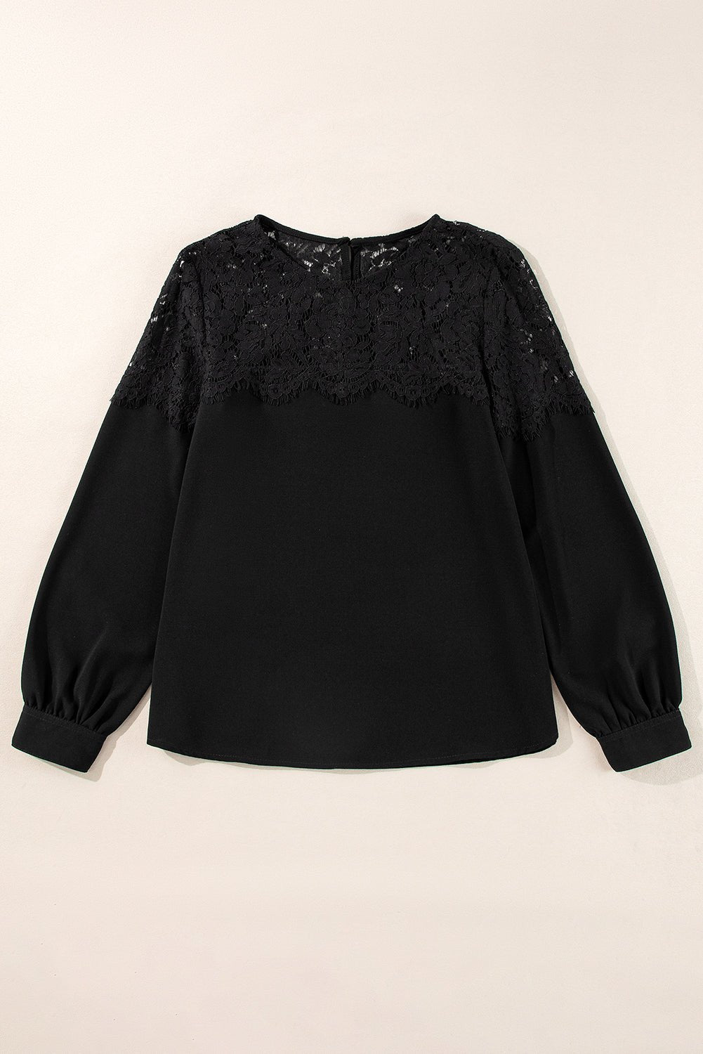 Lace Detail Round Neck Long Sleeve Blouse - Mervyns