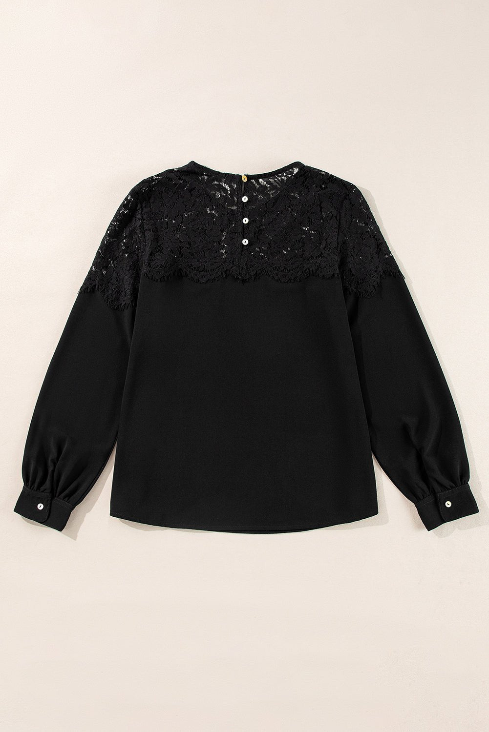 Lace Detail Round Neck Long Sleeve Blouse - Mervyns