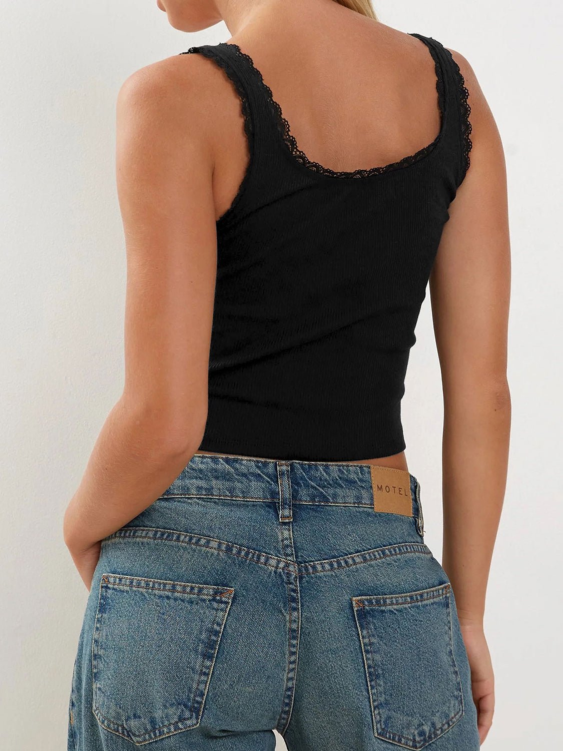 Lace Detail Square Neck Tank - Mervyns