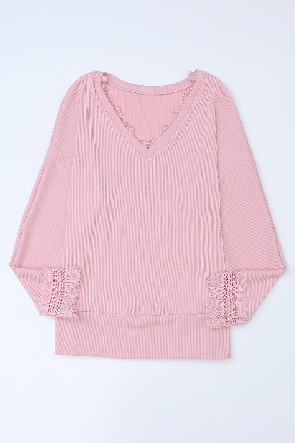 Lace Detail V - Neck Long Sleeve T-Shirt - Mervyns