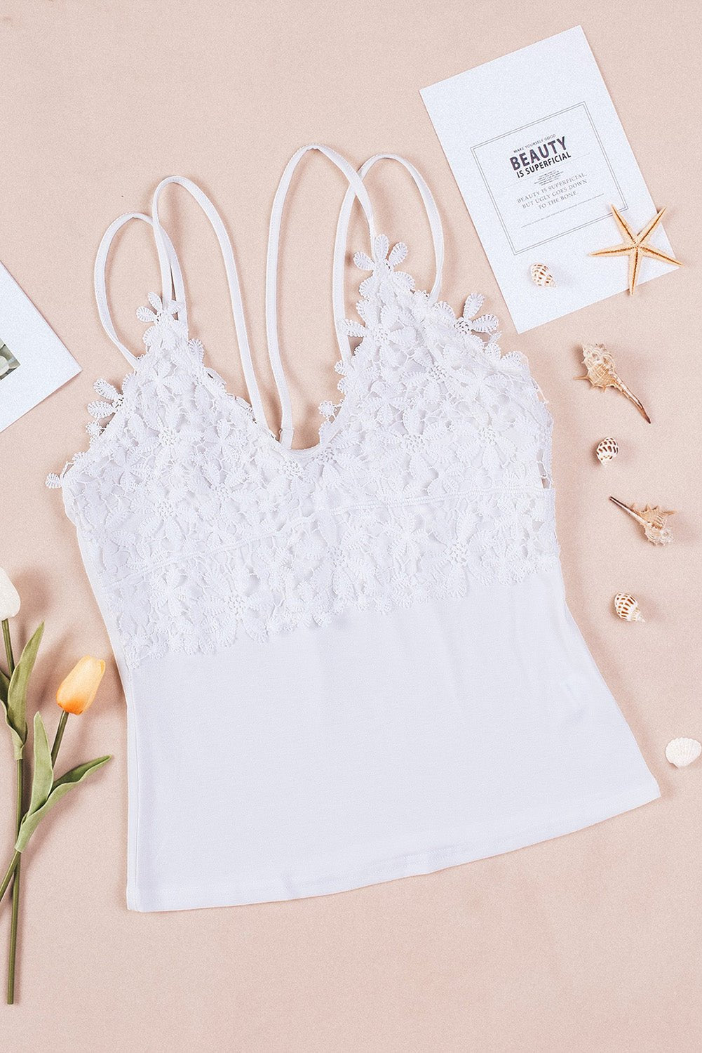 Lace Double Spaghetti Strap Cami Top - Mervyns