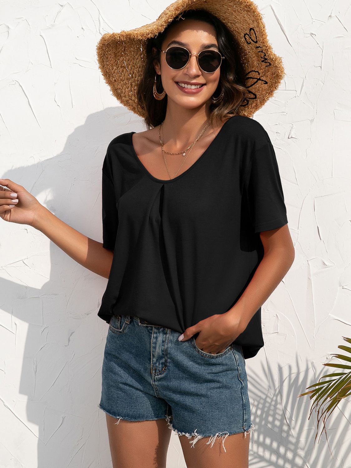 Lace Trim Short Sleeve Top - Mervyns